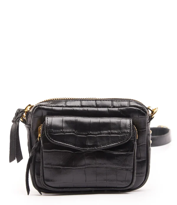 Sac Baby Charly Cuir Embossé Croco Noir, Collaboration Lulli X Claris Virot Livraison gratuite 1