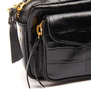 Sac Baby Charly Cuir Embossé Croco Noir, Collaboration Lulli X Claris Virot Livraison gratuite 12