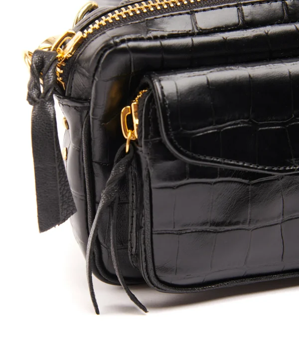 Sac Baby Charly Cuir Embossé Croco Noir, Collaboration Lulli X Claris Virot Livraison gratuite 4