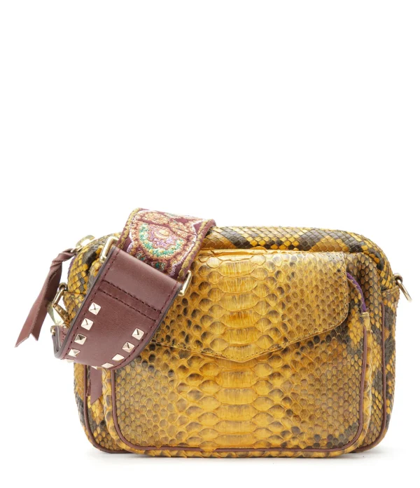 boutique paris CLARIS VIROT Sac Charly Python Safran 1