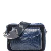 CLARIS VIROT Sac Big Charly Python Suédé Bleu Cobalt Authenticité garantie 22