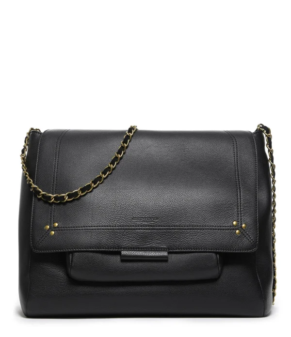 JEROME DREYFUSS Sac Lulu XL Cuir Noir Brass 1