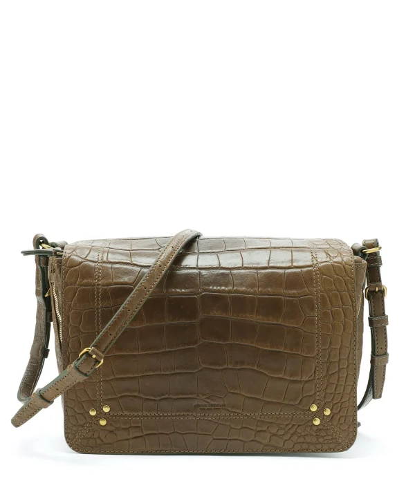 JEROME DREYFUSS Sac Igor Cuir Croco Kaki 1