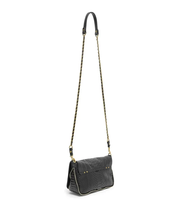 JEROME DREYFUSS Sac Bobi S Cuir Python Noir l'unique style 3