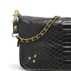 JEROME DREYFUSS Sac Bobi S Cuir Python Noir l'unique style 15