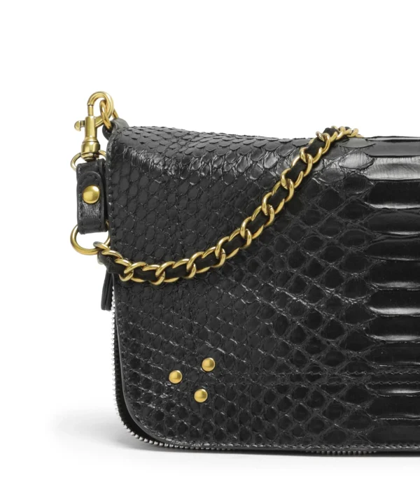 JEROME DREYFUSS Sac Bobi S Cuir Python Noir l'unique style 5