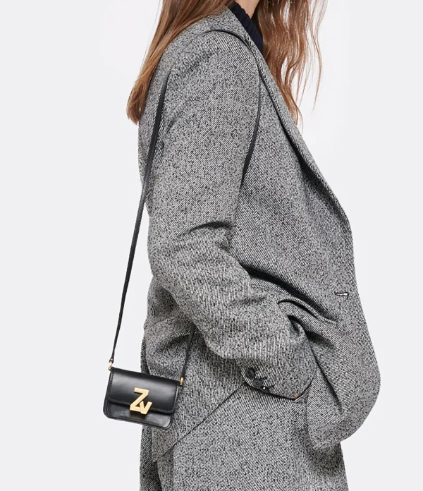 achat ZADIG & VOLTAIRE Mini Sac ZV Initiale Le City Grigri Cuir Noir 6