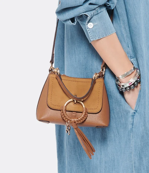 SEE BY CHLOE Sac Joan Mini Double Cuir Caramel 6