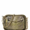 CLARIS VIROT Sac Charly Python Kaki Doré Suédé 25