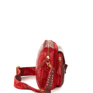 CLARIS VIROT Sac Jumbo Charly Bandoulière Python Lézard Rouge 11