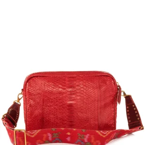 CLARIS VIROT Sac Jumbo Charly Bandoulière Python Lézard Rouge 13