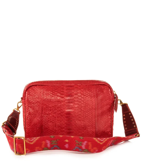 CLARIS VIROT Sac Jumbo Charly Bandoulière Python Lézard Rouge 4