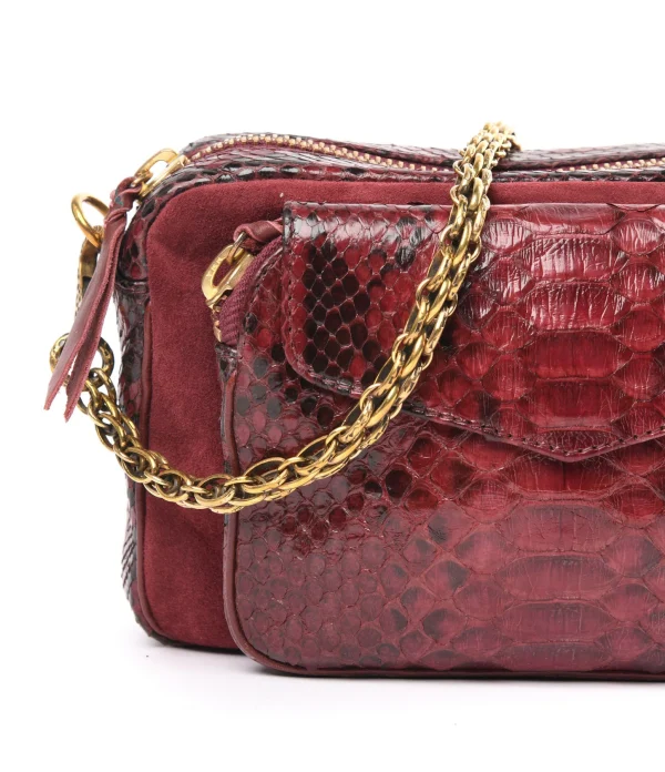 vente à bas prix CLARIS VIROT Sac Charly Python Bordeaux Suédé 4