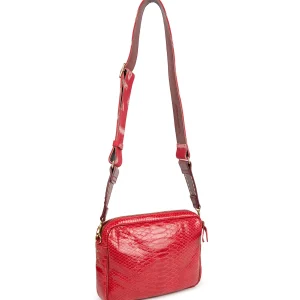 CLARIS VIROT Sac Big Charly Bandoulière Python Rouge 10