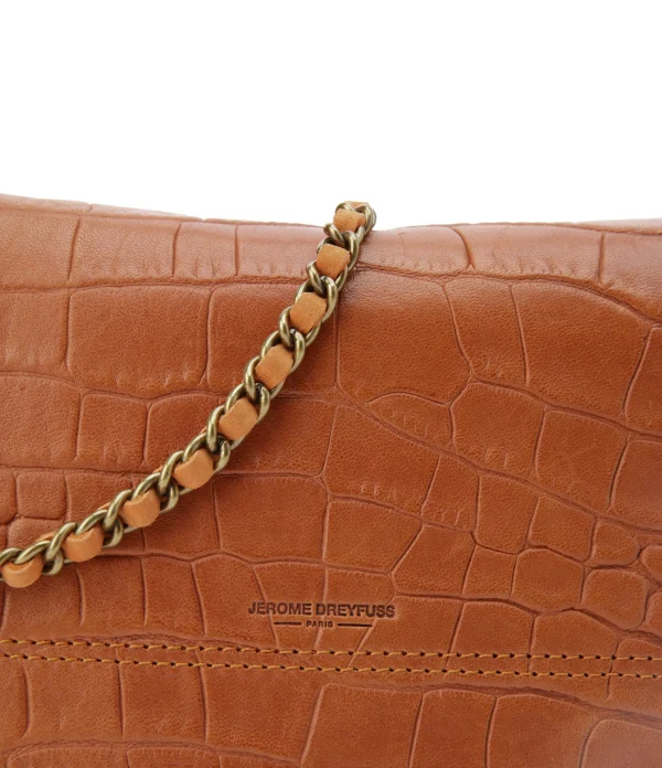 JEROME DREYFUSS Sac Bobi S Cuir Croco Whisky 5