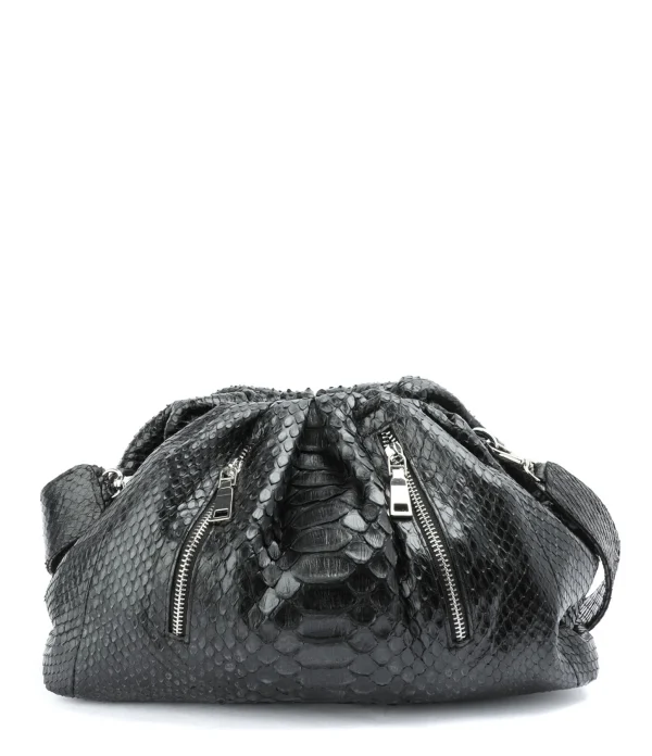 SISTA PARIS Sac Big Uniq Cuir Souple Python Zip Noir 1