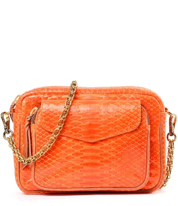 CLARIS VIROT Sac Big Charly Python Orange 1