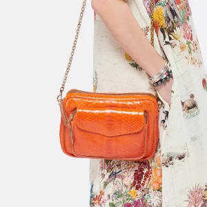 CLARIS VIROT Sac Big Charly Python Orange 10