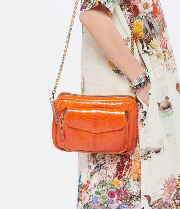 CLARIS VIROT Sac Big Charly Python Orange 4