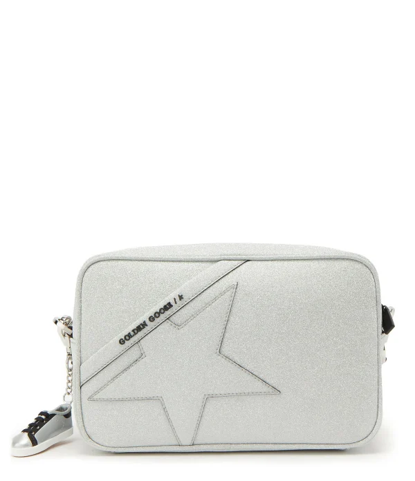 GOLDEN GOOSE Sac Star Cuir Glitter Argenté Large choix en ligne 1