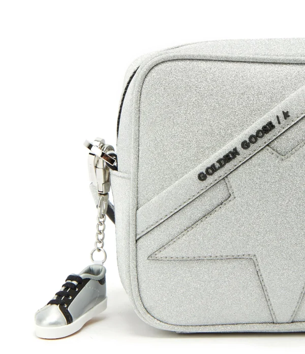 GOLDEN GOOSE Sac Star Cuir Glitter Argenté Large choix en ligne 4