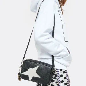 GOLDEN GOOSE Sac Star Cuir Noir Blanc 16