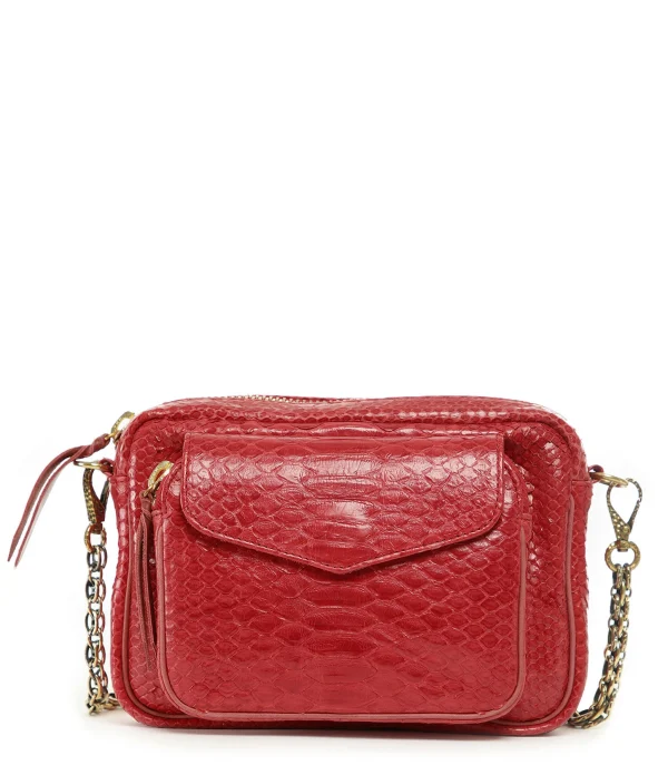 Achat CLARIS VIROT Sac Charly Python Rouge 1