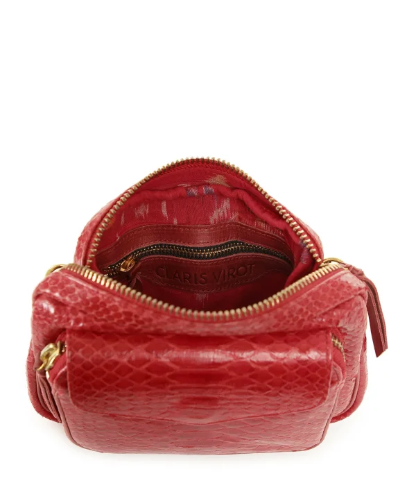 Achat CLARIS VIROT Sac Charly Python Rouge 4