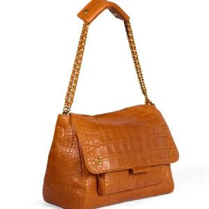 JEROME DREYFUSS Sac Lulu L Cuir Croco Whisky excellent qulity 13