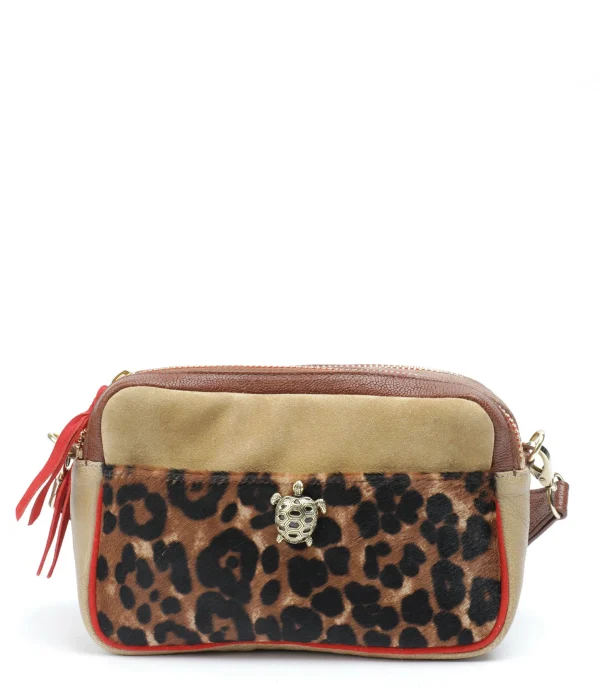 achat pas cher CLARIS VIROT Sac Lily Cuir Léopard Sable 1