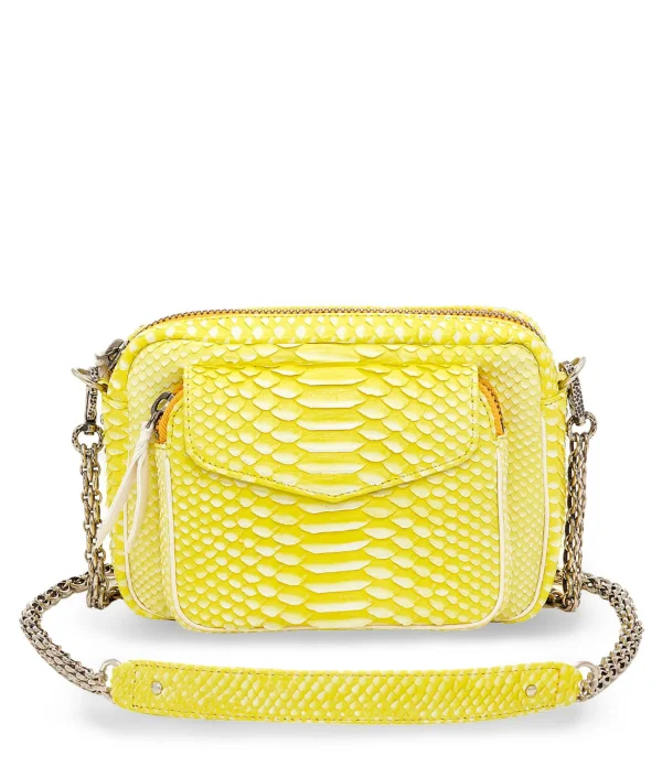 CLARIS VIROT Sac Charly Python Jaune Fluo 1