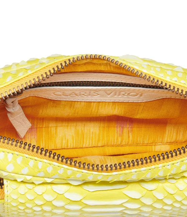 CLARIS VIROT Sac Charly Python Jaune Fluo 3