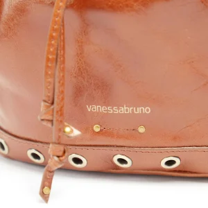 VANESSA BRUNO Sac Zippy Bourse Cuir Craquelé Havane 14