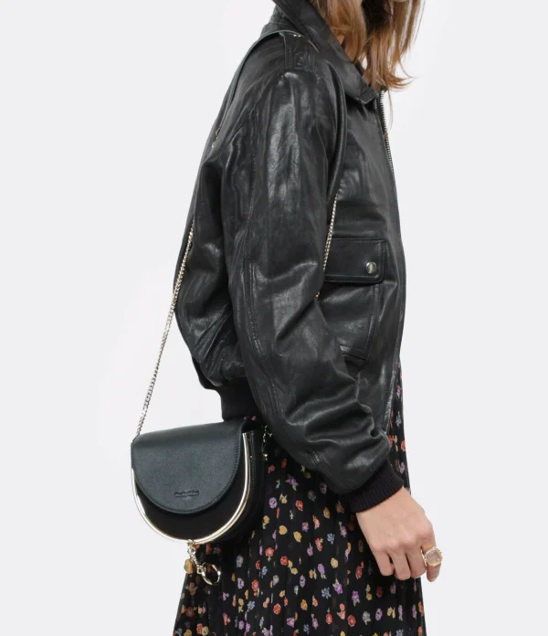 SEE BY CHLOE Sac Mara Double Cuir Noir boutique paris 6