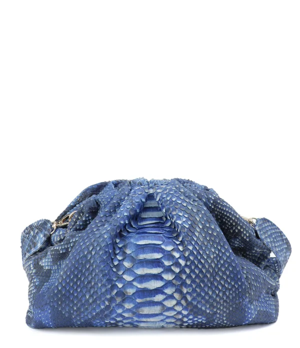 SISTA PARIS Sac Big Uniq Cuir Souple Python Bleu Jean 1