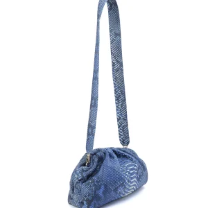 SISTA PARIS Sac Big Uniq Cuir Souple Python Bleu Jean 10