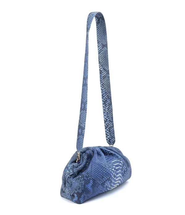 SISTA PARIS Sac Big Uniq Cuir Souple Python Bleu Jean 3