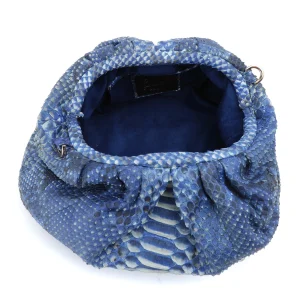 SISTA PARIS Sac Big Uniq Cuir Souple Python Bleu Jean 12