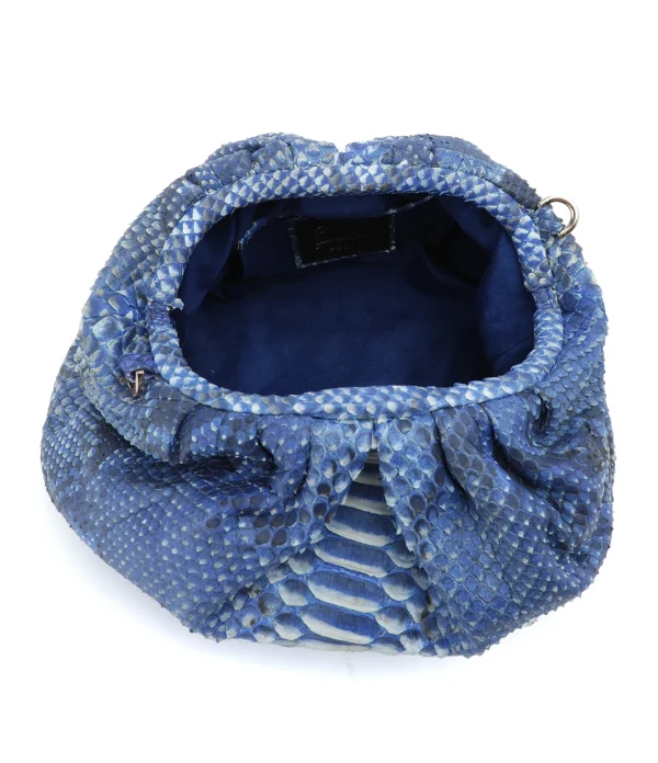 SISTA PARIS Sac Big Uniq Cuir Souple Python Bleu Jean 4