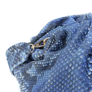 SISTA PARIS Sac Big Uniq Cuir Souple Python Bleu Jean 14