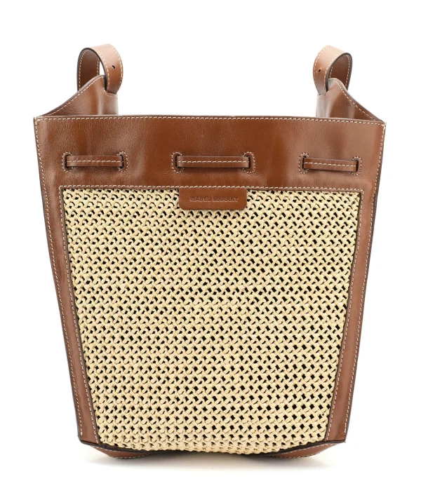 ISABEL MARANT Sac Seau Buky Raphia Cognac Naturel 1