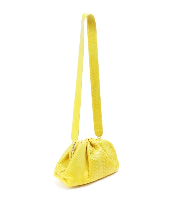 SISTA PARIS Sac Big Uniq Cuir Souple Python Jaune Citron garantis authentique 3