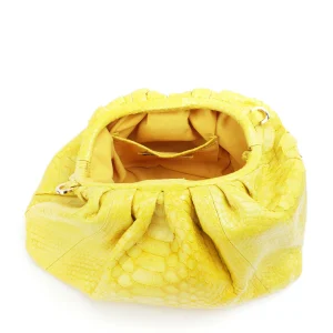 SISTA PARIS Sac Big Uniq Cuir Souple Python Jaune Citron garantis authentique 12