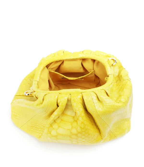 SISTA PARIS Sac Big Uniq Cuir Souple Python Jaune Citron garantis authentique 4