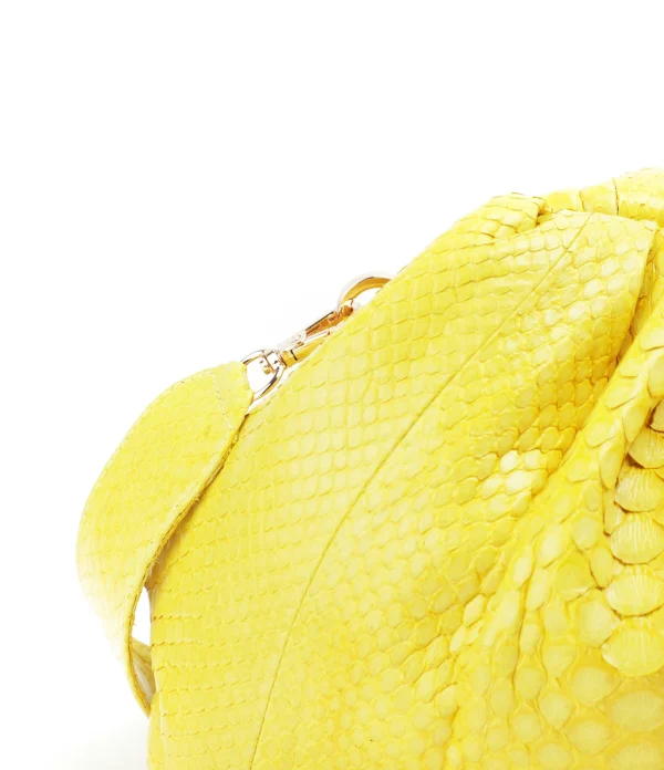 SISTA PARIS Sac Big Uniq Cuir Souple Python Jaune Citron garantis authentique 5