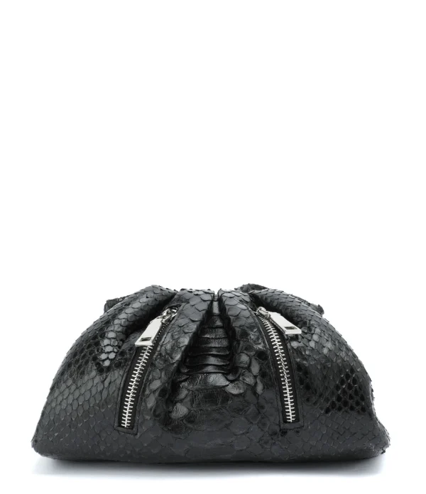 SISTA PARIS Sac Baby Uniq Cuir Souple Python Zip Noir 1