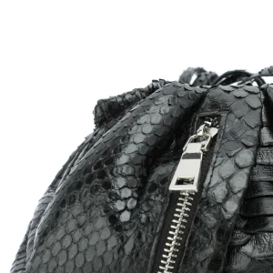 SISTA PARIS Sac Baby Uniq Cuir Souple Python Zip Noir 14