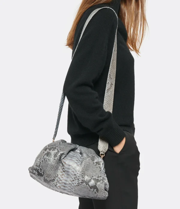 SISTA PARIS Sac Big Uniq Cuir Souple Python Gris Foncé 6