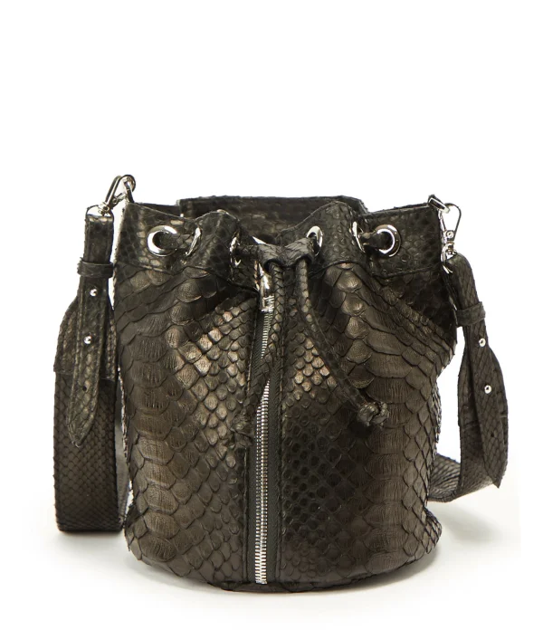 SISTA PARIS Sac Amber Cuir Python Noir 1