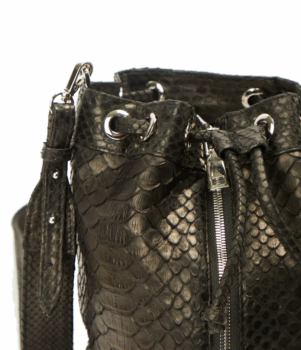 SISTA PARIS Sac Amber Cuir Python Noir 5